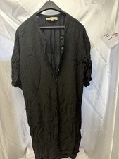 LOFT Ann Taylor Petites Black Crinkled Button Up Dress LP H1