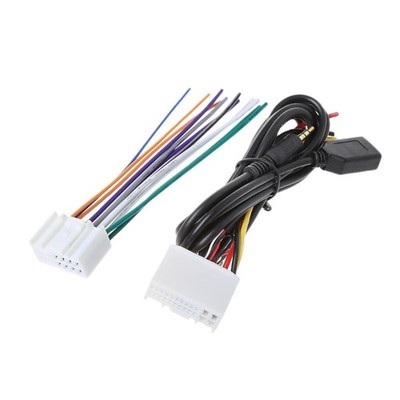 Stereo Radio Power Connector Stereo Wiring Harness Cable Adapter with AUX Plug
