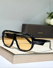 Tom Ford TF1093 RELLEN 71 7-120 Shiny Black Frame Tea Lens Unisex Sunglasses