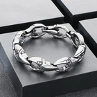 Gothic Large Stainless Steel Biker Crab-claw Link Chain Bracelet Bangle 18mm 9''