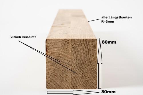 Eichenbalken Leimholzbalken Kantholz Eiche Wildeiche 8x8 cm gebürstet naturgeölt - Bild 3 von 11