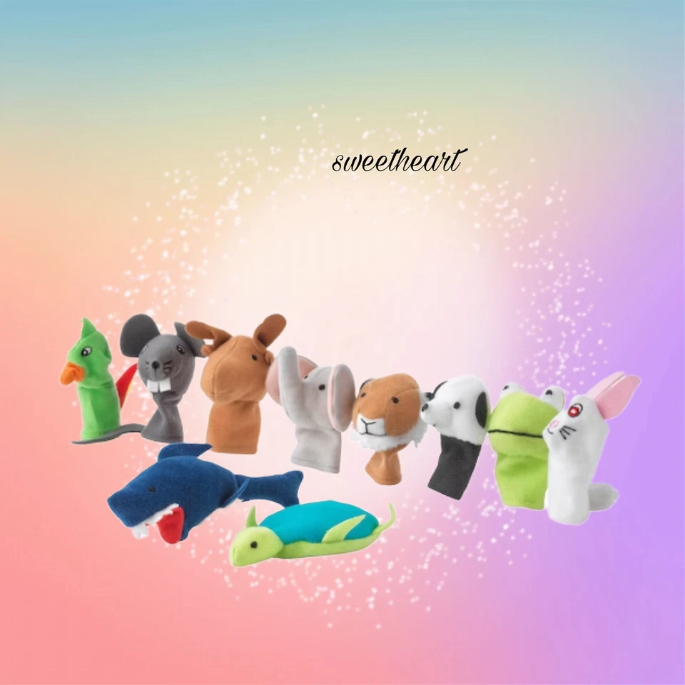 LOTE de 5: Fantoche de dedo IKEA TITTA DJUR animais fofos cores mistas (pacote com 10) - Imagem 4 de 4