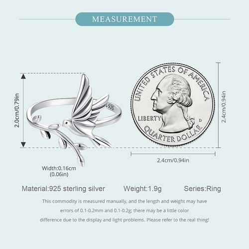Bamoer Exquisite S925 Sterling Silver Kingfisher Open Ring Women Gifts Jewelry - Picture 11 of 16