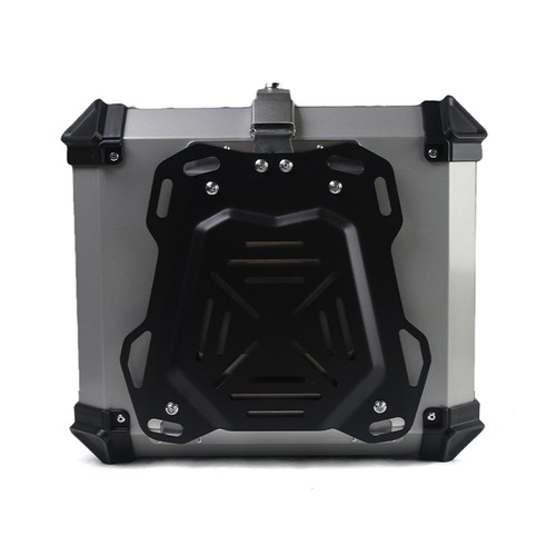 55L Motorcycle Rear Top Box with 3D Backrest Pad Silver Alloy Tail Carrier Case - Picture 9 of 12