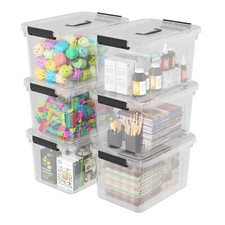 4/ 6 Packs 12 Quart Latching Storage Box Stackable Bin with Latch Lid Handle