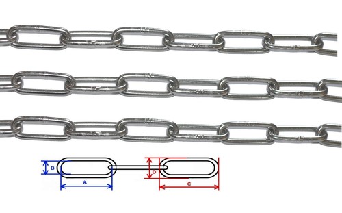 Chain diameter Ø 10mm long link SOLD METRE stainless 316 - A4 - Picture 1 of 7