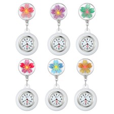 Retractable Flower FOB Nurse Doctor Watch Clip Lapel Hanging Brooch Pocket Watch