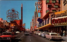 LAS VEGAS, NEVADA - DAYTIME FREMONT STREET CASINOS - CURTEICH ARCHIVES POSTCARD