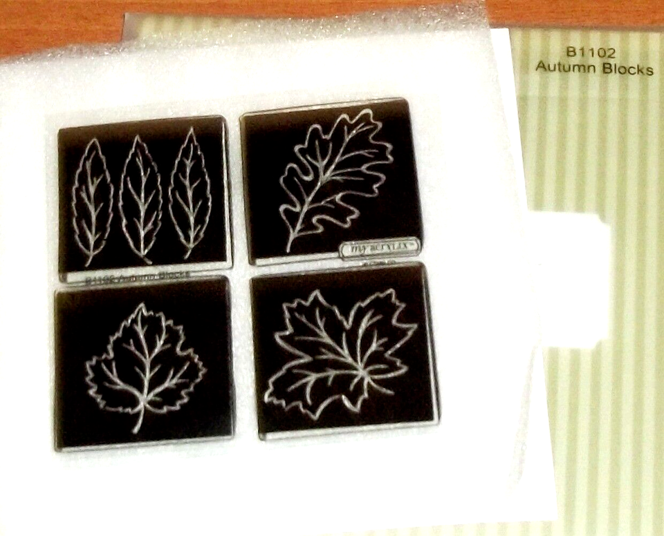 CTMH B1102 AUTUMN BLOCKS ~ LEAF OUTLINES ON SOLID 1.75 BLOCKS + BONUS ...