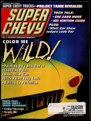 JANUARY 1996 SUPER CHEVY MAGAZINE, PAINT SPECIAL, '66 NOVA, '55 SEDAN DELIVERY