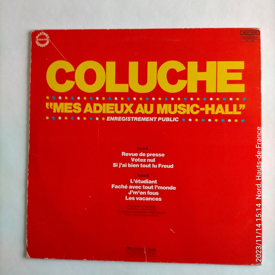 Vinyle 33T - Coluche - Mes adieux au music-hall | eBay
