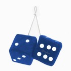 Zone Tech Vintage Pair Car Blue Hanging Mirror 3" Fuzzy Dice