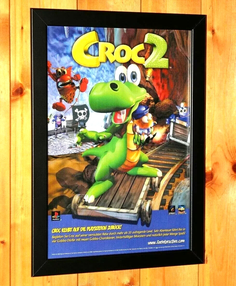 1999 Croc 2 Dreamcast PS1 PSX Game Boy Color Vintage Promo Poster