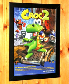 1999 Croc 2 Dreamcast PS1 PSX Game Boy Color Vintage Promo Poster Ad Art Framed