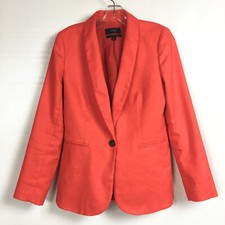 J Crew Womens 2 Parke Blazer Orange Stretch Linen Jacket Brilliant Sunset