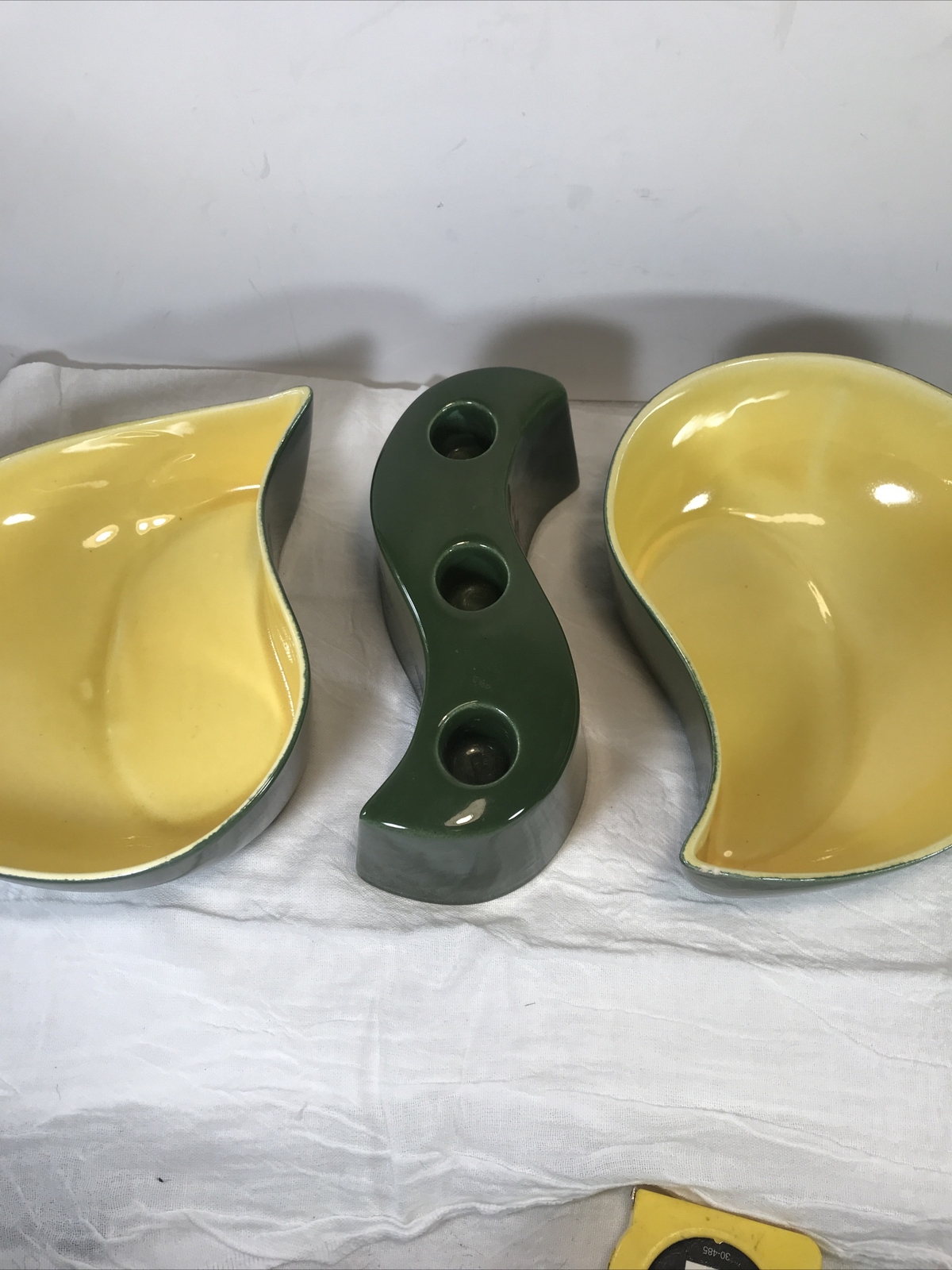 Vintage Mid Century Modern Red Wing Pottery Candle Holder and Nut Dish