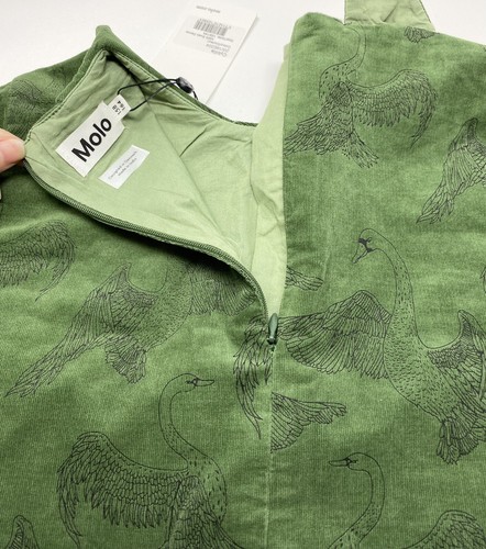NWT Molo Childs Girl's Dress Size 158/164 Green Corduroy Swan Bird Nature - Picture 19 of 21