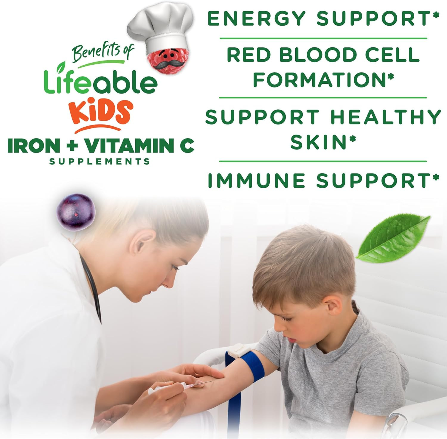 Iron Supplements for Kids | 10Mg | with Vitamin C | Great Tasting Iron Gummies f