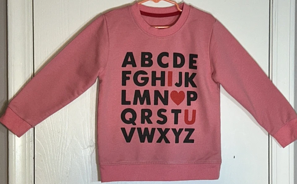 Sudadera Niña Sin Marca Talla 5 Manga Larga Cuello Redondo Rosa Alfabeto/Amor Foto 2 de 4