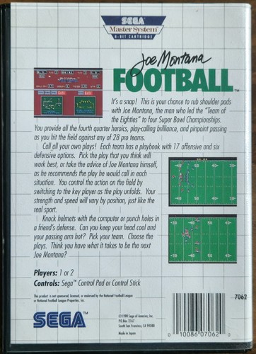 ¡Fútbol americano Joe Montana (Sega Master, 1990) auténtico y completo! - Imagen 2 de 24