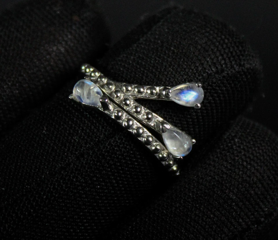 Blue Rainbow pear Ring,Amazing Rainbow Ring ,Sterling Silver Ring,Size 7 - Image 3 of 4