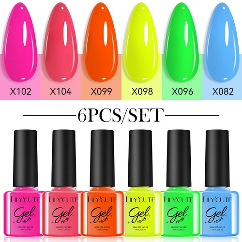 LILYCUTE 6 Flaschen Nagel Gellack Set Semi-Permanent Soak Off Gel Nagellack Kit - Bild 13 von 31
