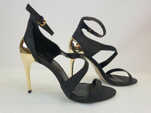 NEXT Sandals Ladies Womens Size 6 EU 39 Black Faux Leather Golden Heel  Sandals | eBay