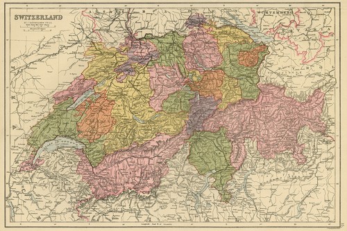 2 Antique Maps-SWITZERLAND-CANTON-VALAIS-BERN-BASEL-Bartholomew-Bernard-ca. 1820 - Picture 3 of 12