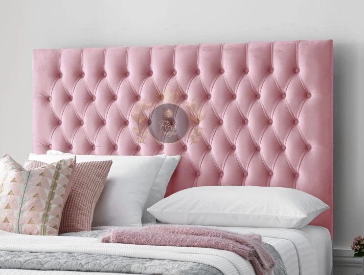 CHESTERFIELD HEADBOARD BLUSH PINK VELVET 36