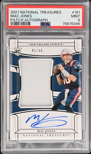 2021 Panini National Treasures #161 Mac Jones Rookie Patch Auto RPA /99 PSA 9