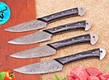 CUSTOM HANDMADE FORGED DAMASCUS STEEL CHEF STEAK KNIFE SET KITCHEN KNIVE  1586