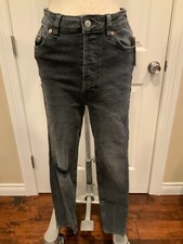We The Free Black Distressed Womens Skinny Jeans W/ Button Fly, Size 27
