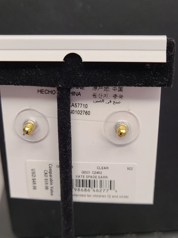 Pendientes pequeños transparentes Kate Spade New York Rise and Shine Foto 3 de 3