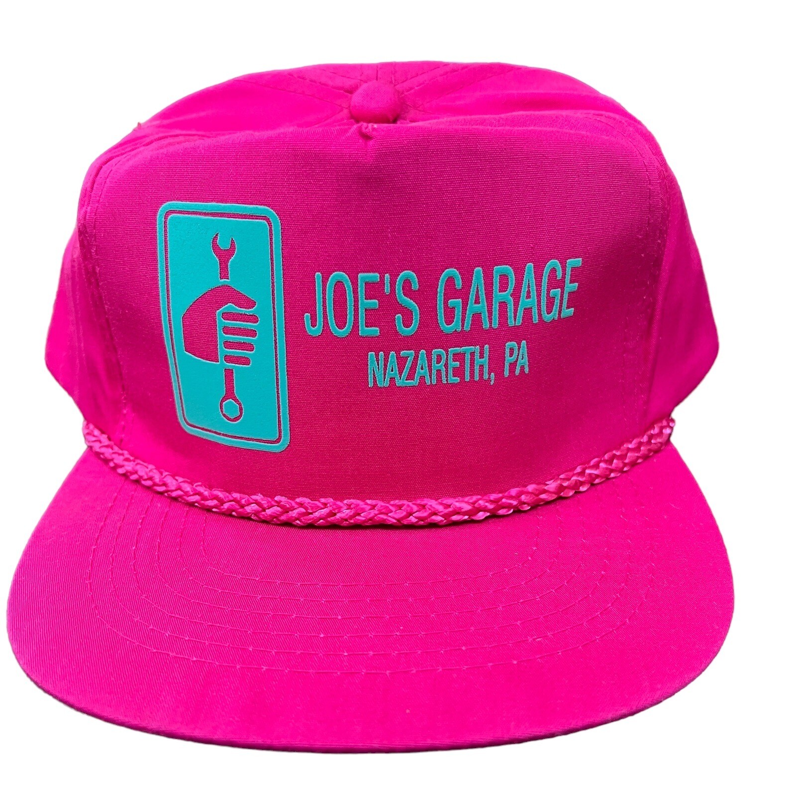 Joe's Garage Nazareth PA Hat Vintage Pink Teal Adjustable Buckle