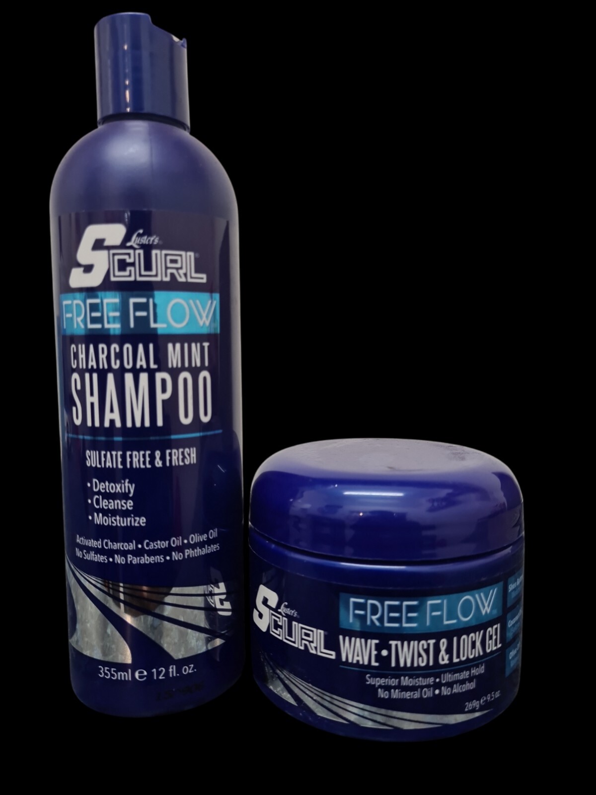 LUSTER'S SCURL FREE FLOW CHARCOAL MINT SHAMPOO 355ML /Wave Twists &lock Gel