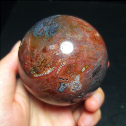 TOP 311G Natural Colorful Indonesian Tourmaline Agate Sphere Crystal Ball QQ77 - Picture 19 of 24