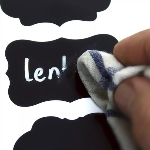 200 Chalkboard Blackboard Chalk Board Stickers Kitchen Jar Labels Tags Black - Picture 2 of 6