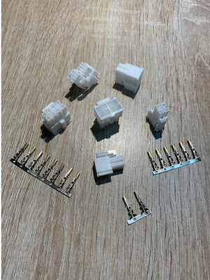 Molex 4+4 Pin CPU Strom Stecker Weiß-Male 4,2mm inkl. 8 vergoldete Crimp Pins