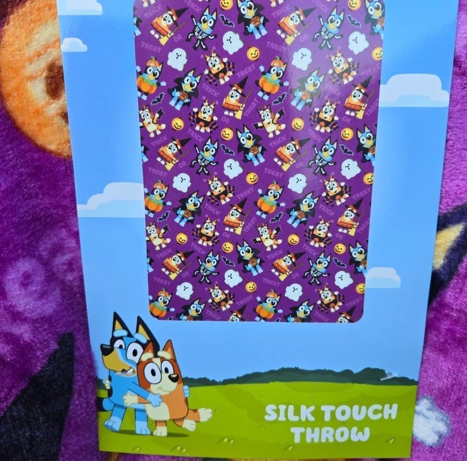 Manta de Halloween de felpa con tacto de seda azul y bingo viral 50" x 70" Foto 4 de 4