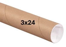 SINGLE - KRAFT MAILING TUBE w/ END CAPS | 3x24" | .070" thick