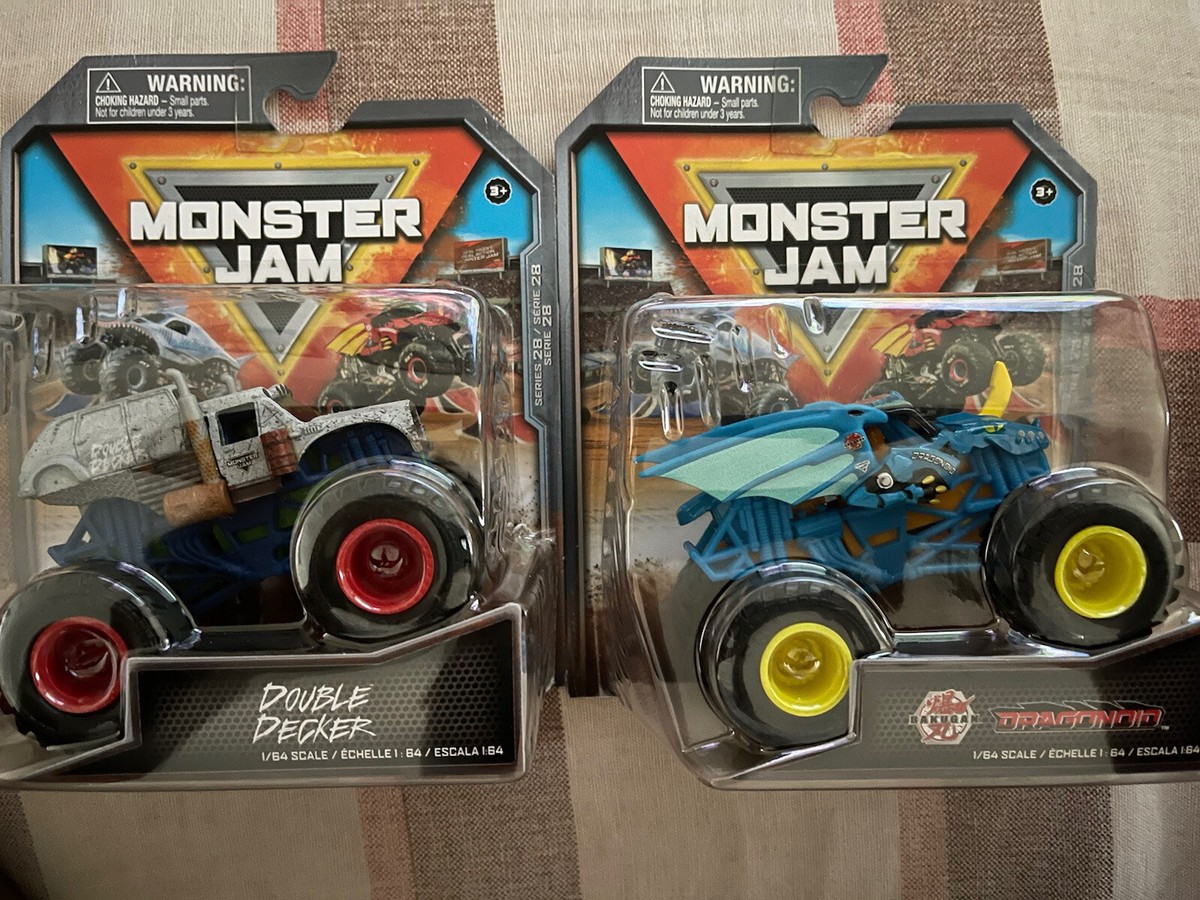 Spin Master 2023 Monster Jam Double Decker & Blue Dragonoid Series