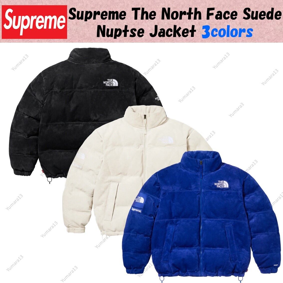 Supreme The North Face Suede Nuptse Jacket Black White Blue Supreme The North Face Suede Nuptse Jacket Black White Blue