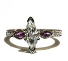 EGL certified 14k white gold 1.09ct Marquise diamond tourmaline engagement ring — photo 1
