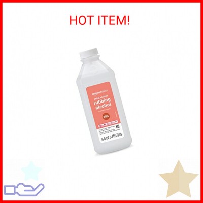 Amazon Basics 70% Ethyl Rubbing Alcohol First Aid Antiseptic, Unscented, 16 Flui
