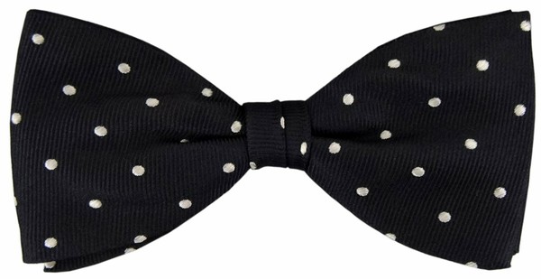 Tigertie Seidenfliege In Schwarz Silber Gepunktet Mit Feiner Rippe - 100% Seide-image