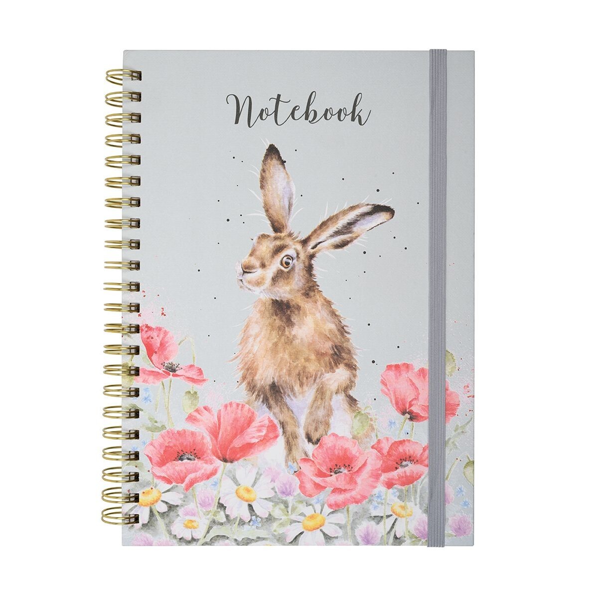 Wrendale Hare Notebook – Cute A4 Spiral Bound Illustrated Floral Hardback Book