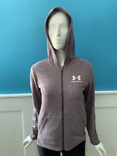 Under Armour Rival Fleece Full Zip Hoodie Sweatshirt Kinetic Purple Youth Large