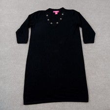 Catherine Malandrino Dress Womens Large Black Sweater Dress V- Neck Knit
