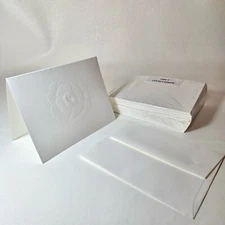 25 Pack CHANEL White Camellia Flower Greeting Card Notecard/Envelope Stationery