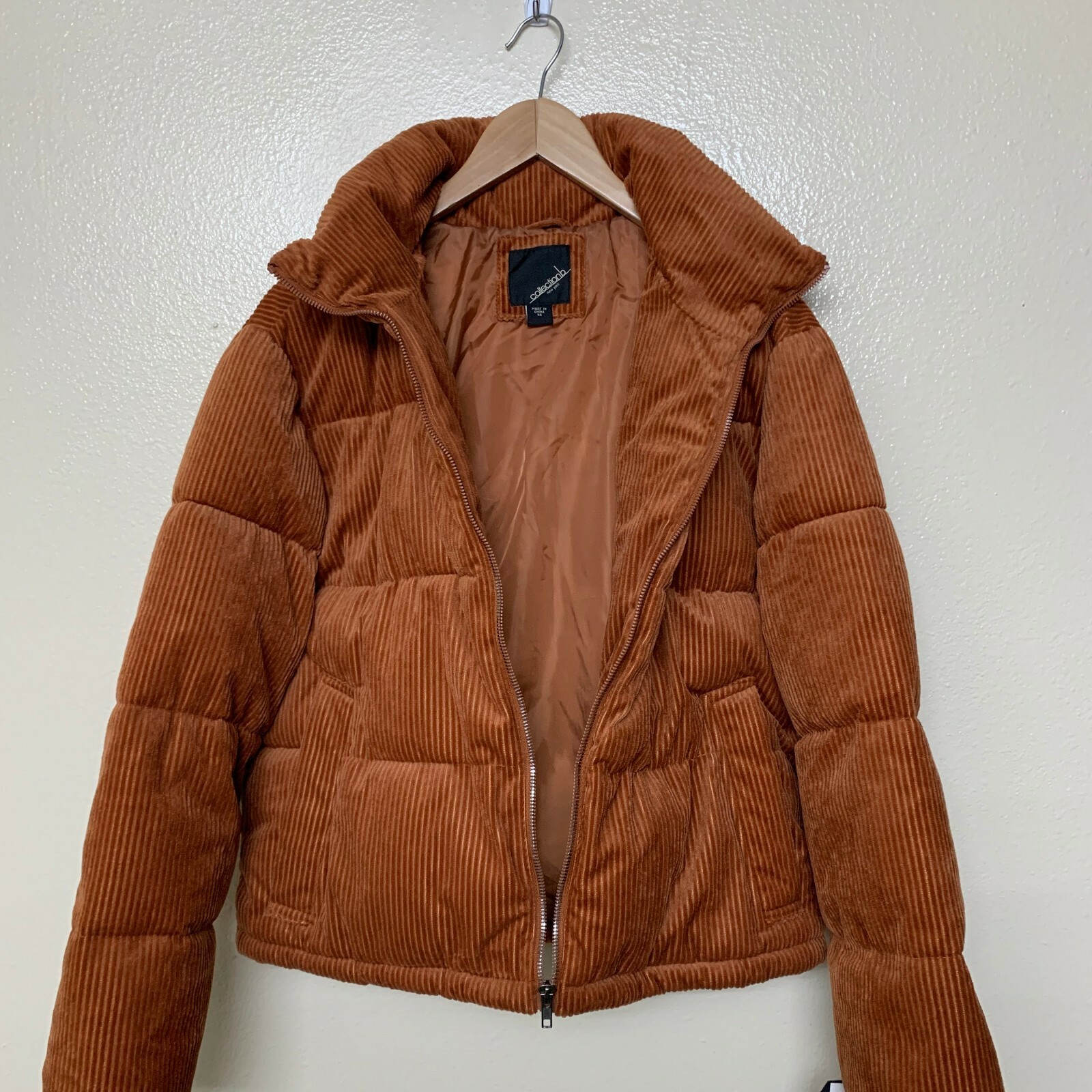 Juniors Cropped Corduroy Puffer Coat 